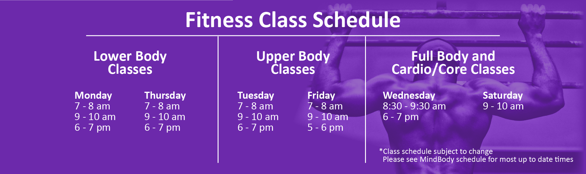 PRIME FITNESS CLASS SCHEDULE